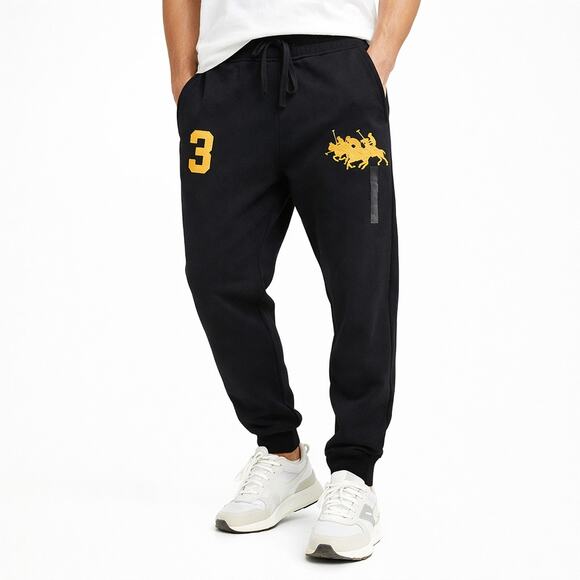 NWT Polo Ralph Lauren Big Pony Sweatpants Black Gold Logo Joggers Mens M